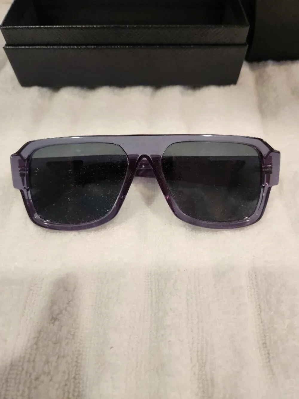New Prada Men’s Crystal Transparent Grey Sunglasses PR 19WS U4309T 52 NWT